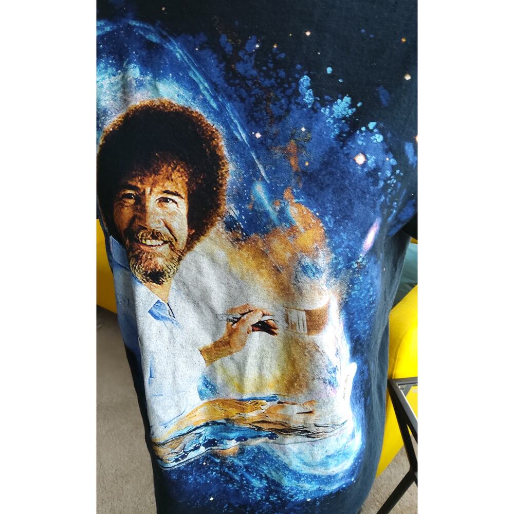 $Bob Ross novelty t-shirt it's Size S 100% cotton Navy. Retro art to wear hippie - Picture 3 of 6